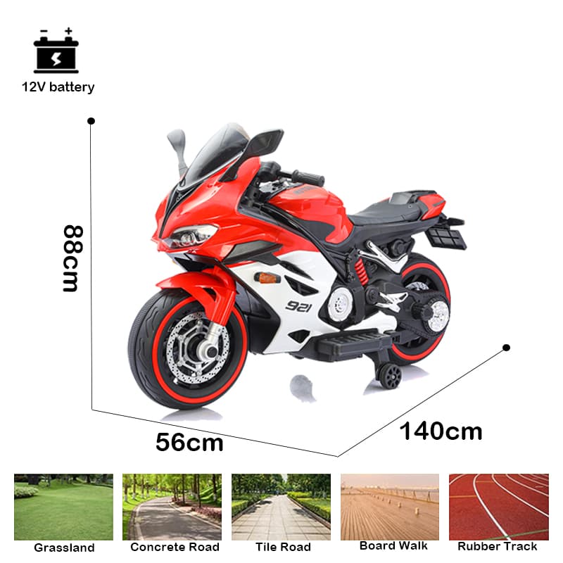 Motocicleta infantil com luzes LED na carroceria