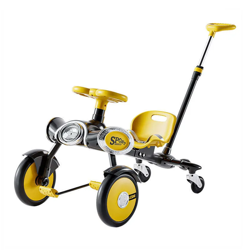 Carro de tração com pedal infantil com alça de empurrar 4 rodas Kart